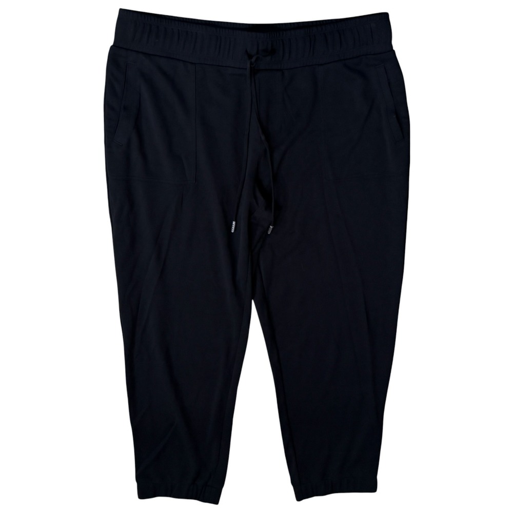 Susan Graver Weekend Black Modal Jogger Pants Size Petite Large Drawstring Solid
